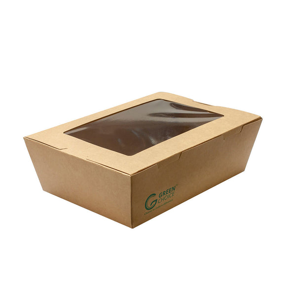 Green Choice Takeaway Box with window Kraft PLA Large 50/Pack