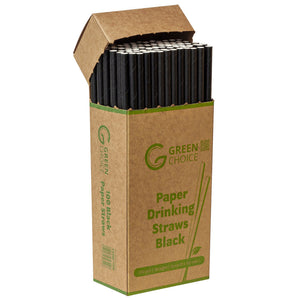 Green Choice Paper Straws 6mm Black 100/Pack