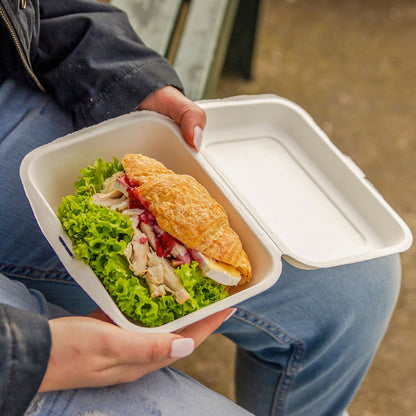 Sugarcane Small Rectangle Meal Clamshell 120x175x60mm 500/Ctn