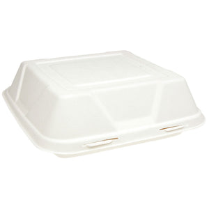 Sugarcane Large Square Meal Clamshell 230x230x85mm (1500ml) 200/Ctn