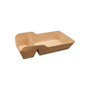 Kraft Boat Tray 2 Compartment 132x85x42mm (440ml) 125/Pack