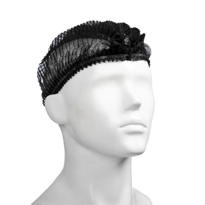 M Disposable Crimped Hat Black 530mm | 100/Pack