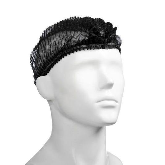 M Disposable Crimped Hat Black 530mm | 100/Pack