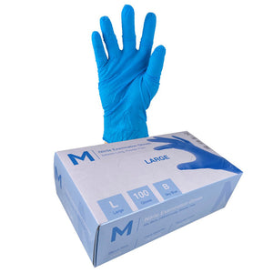 M Sky Blue Nitrile Powder Free Gloves Large 100/Pack