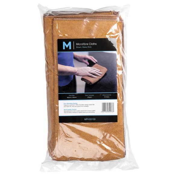 M Microfibre Cloths 40cm x 40cm 300gsm Brown | 10/Pack