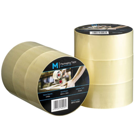 M Premium Packaging Tape Clear 48mm x 100m 3/Pack