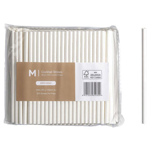 M Cocktail Paper Straws 5mm x 120mm White | 250/Pack