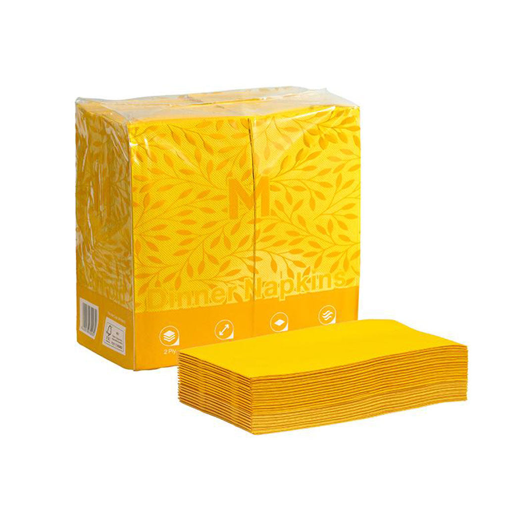 M Quilted Dinner Napkins 2 Ply 1/8 Fold Yellow | 100/Pack