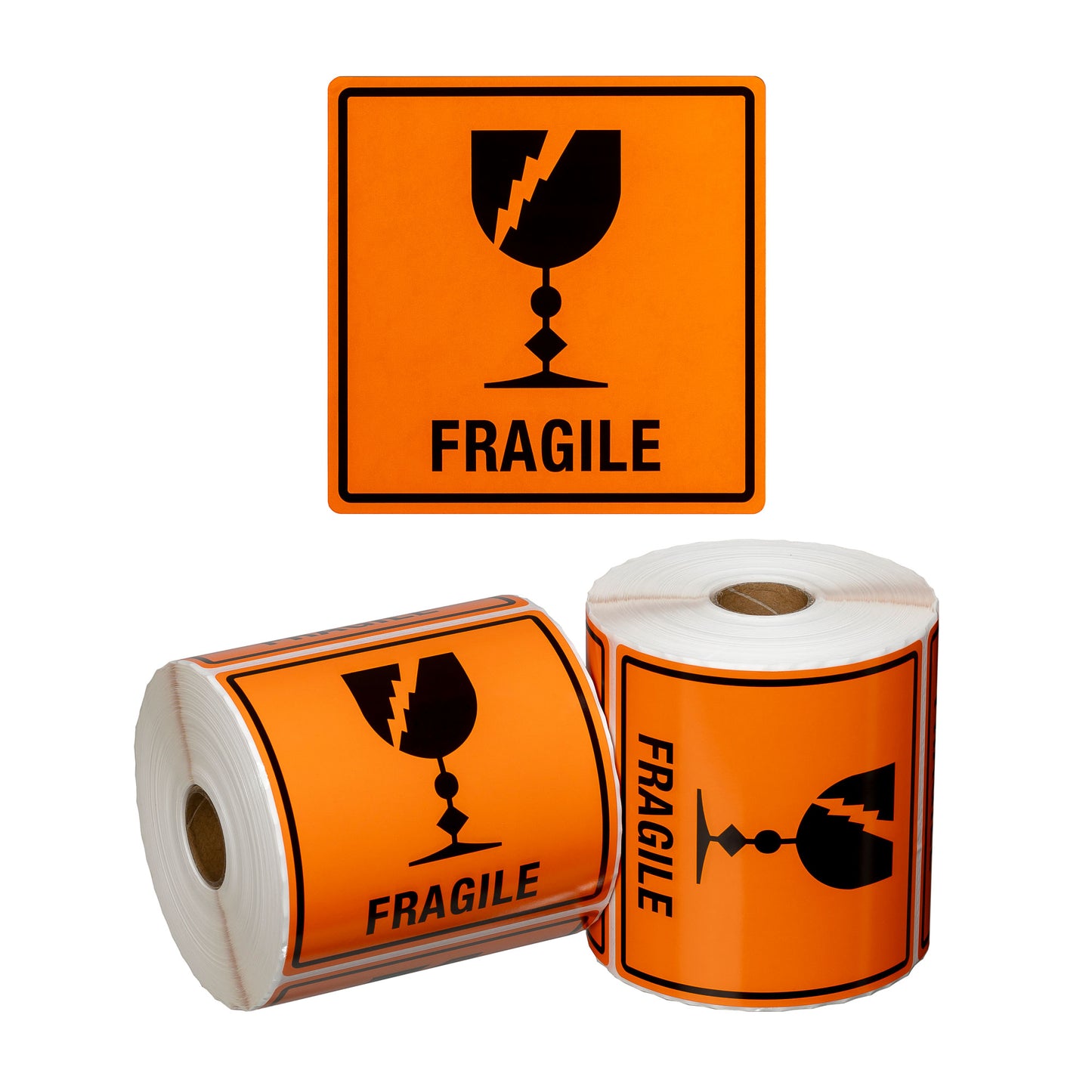 Fragile Handling Labels Orange/Black | 500/Roll