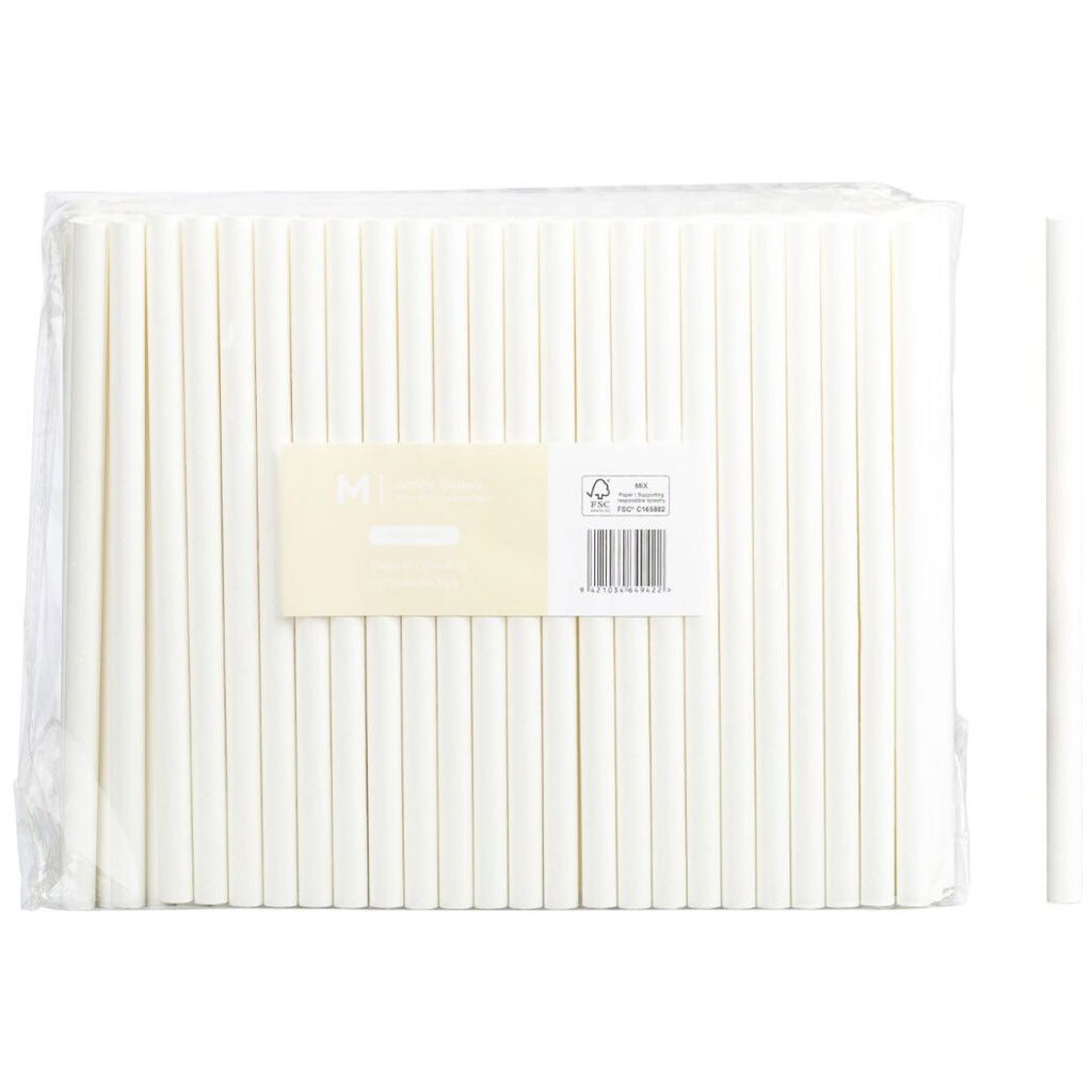 M Jumbo Paper Straws 10mmx200mm White | 250/Pack