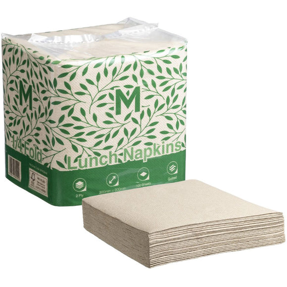 M Quilted Lunch Napkins 2ply 1/4 Fold Kraft | 1200/Ctn