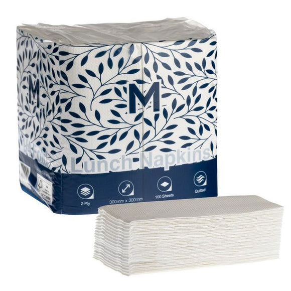 M Quilted Lunch Napkins 2ply 1/8 Fold White | 100/Pack