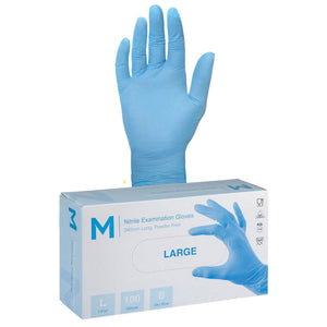 M Nitrile Powder Free Gloves Sky Blue Large 3.0g | 100/Box