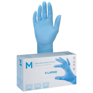 M Nitrile Powder Free Gloves Sky Blue X-Large 3.0g | 100/Box