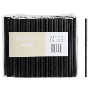 M Cocktail Paper Straws 5mm x 120mm Black | 250/Pack