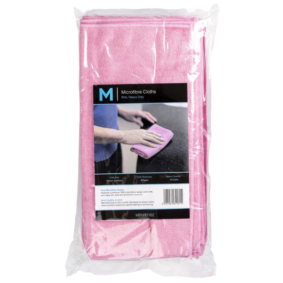 M Microfibre Cloths 40cm x 40cm 300gsm Pink | 10/Pack