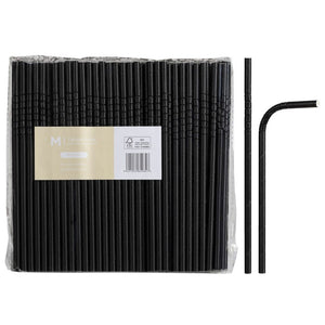 M Regular Paper Flexible Straws Black 6mm x 200mm Black | 250/Pack