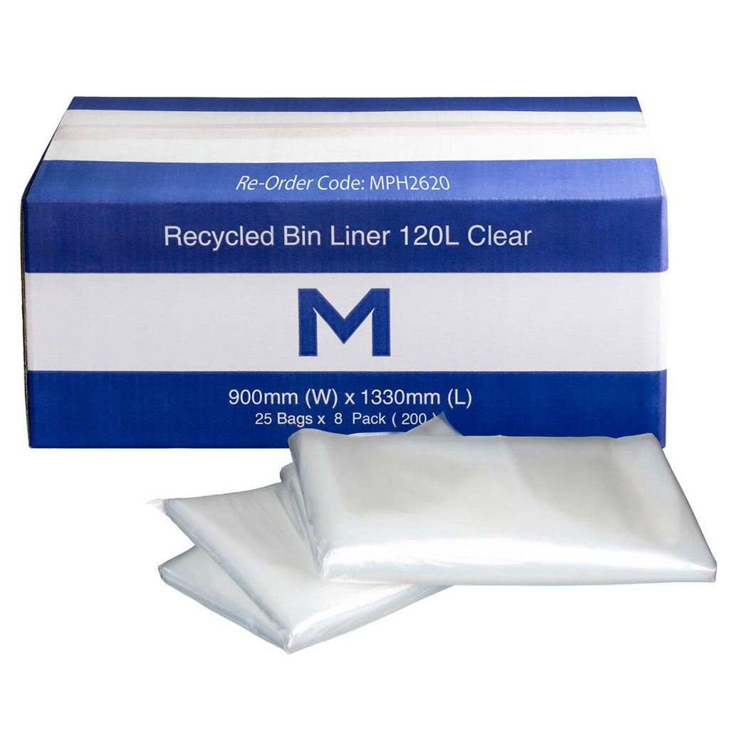 M Recycled Bin Liners 120L Clear | 200/Ctn