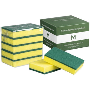 M Sponge Scourers Heavy Duty Green/Yellow 100x150mm | 5/Pack