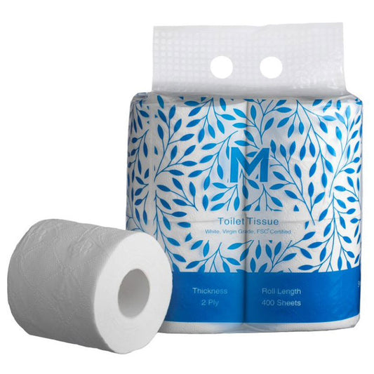 M Toilet Tissue Unwrapped White | 2 Ply 400 Sheets | 48 Rolls/Ctn