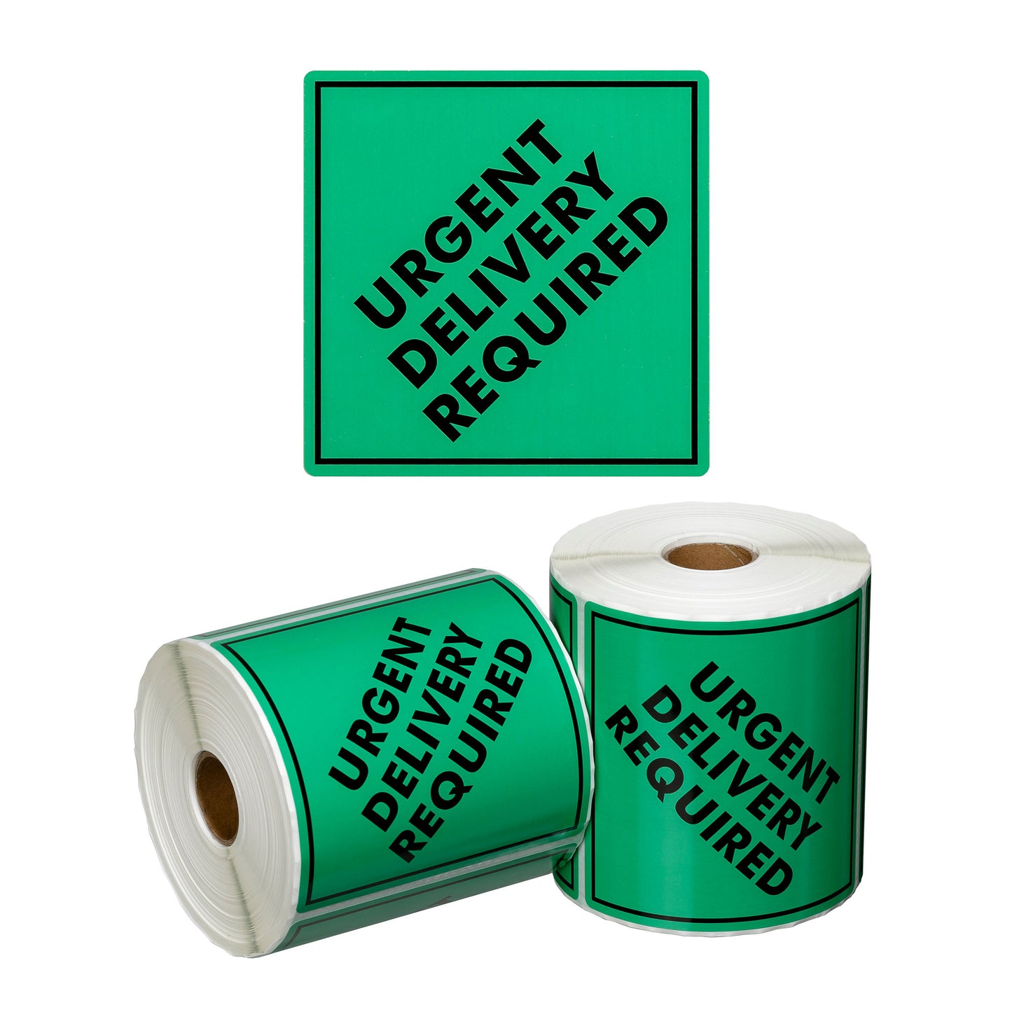 Urgent Delivery Required Shipping Labels Green/Black | 500/Roll