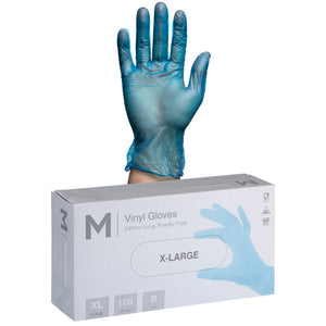 M Vinyl Gloves Powder Free Blue X-Large | 100 Gloves/Box