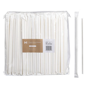 M Wrapped Regular Paper Straws 6mm x 200mm White | 250/Pack