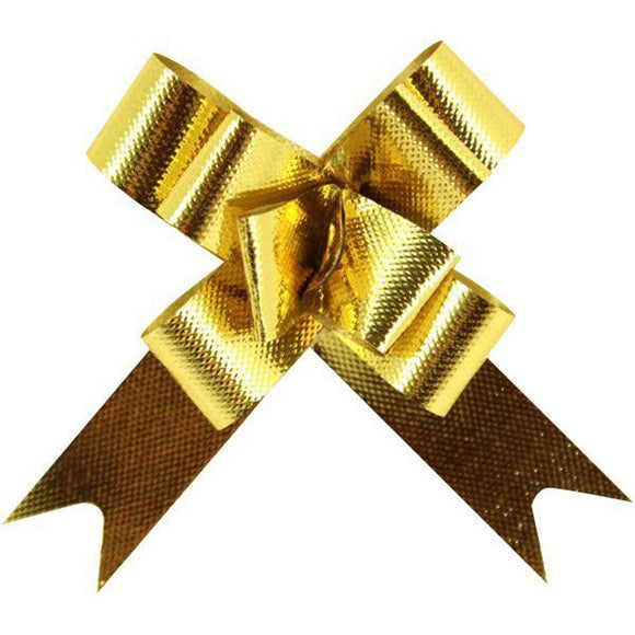 Metallic Embossed Pull Bows 22mm Gold | Each