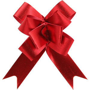 Metallic Embossed Pull Bows 22mm Red | Each