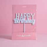 Cake & Candle Milkshake Happy Birthday Cake Topper Bubblegum Blue