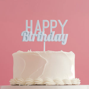 Cake & Candle Milkshake Happy Birthday Cake Topper Bubblegum Blue