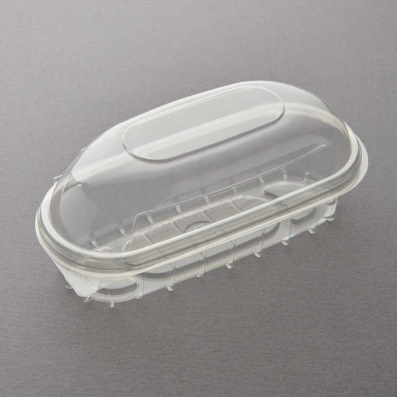 Plastic Clear Bread Roll Clamshell Container | 100/Pack