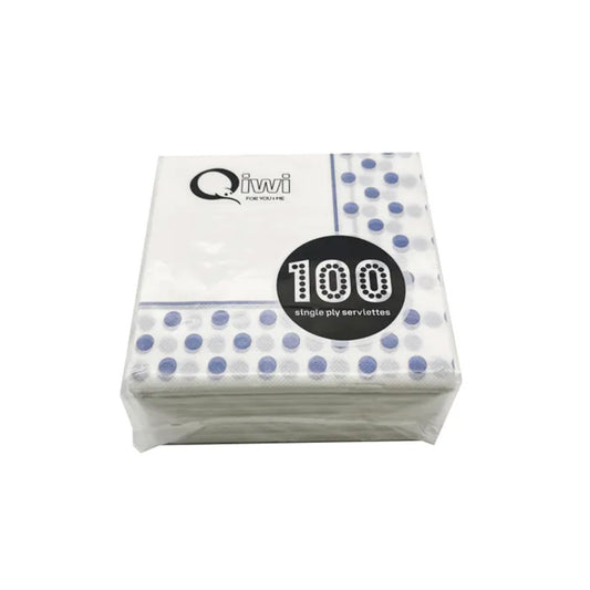 Qiwi Blue Polka Dot 1 Ply Lunch Serviettes | 100/Pack
