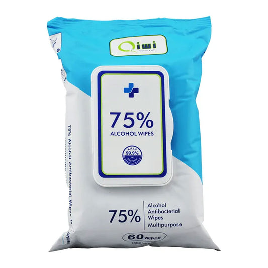 Qiwi 75% Alcohol Multipurpose Antibacterial Wipes | 60/Pack