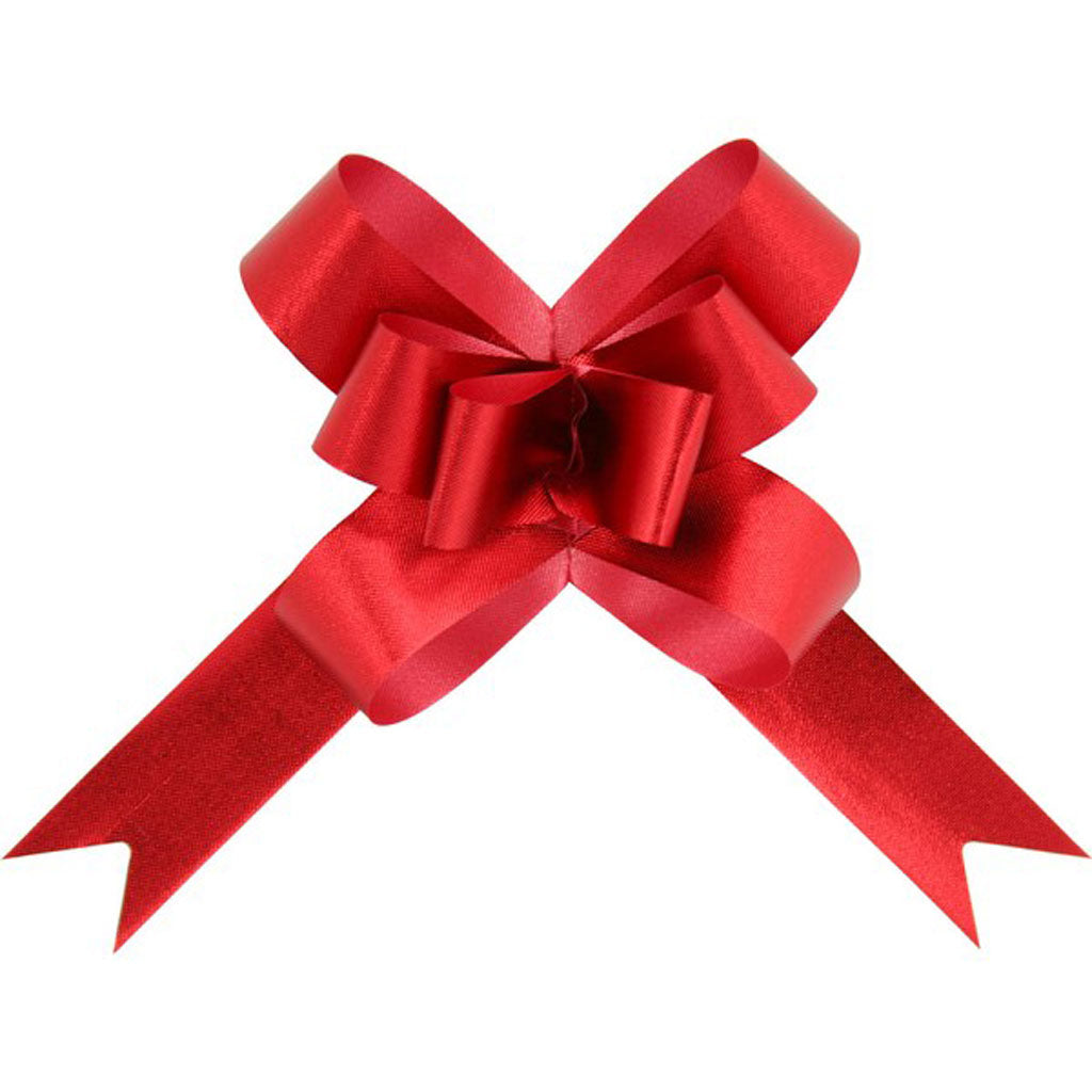 Metallic Embossed Pull Bows 14mm Red | Each