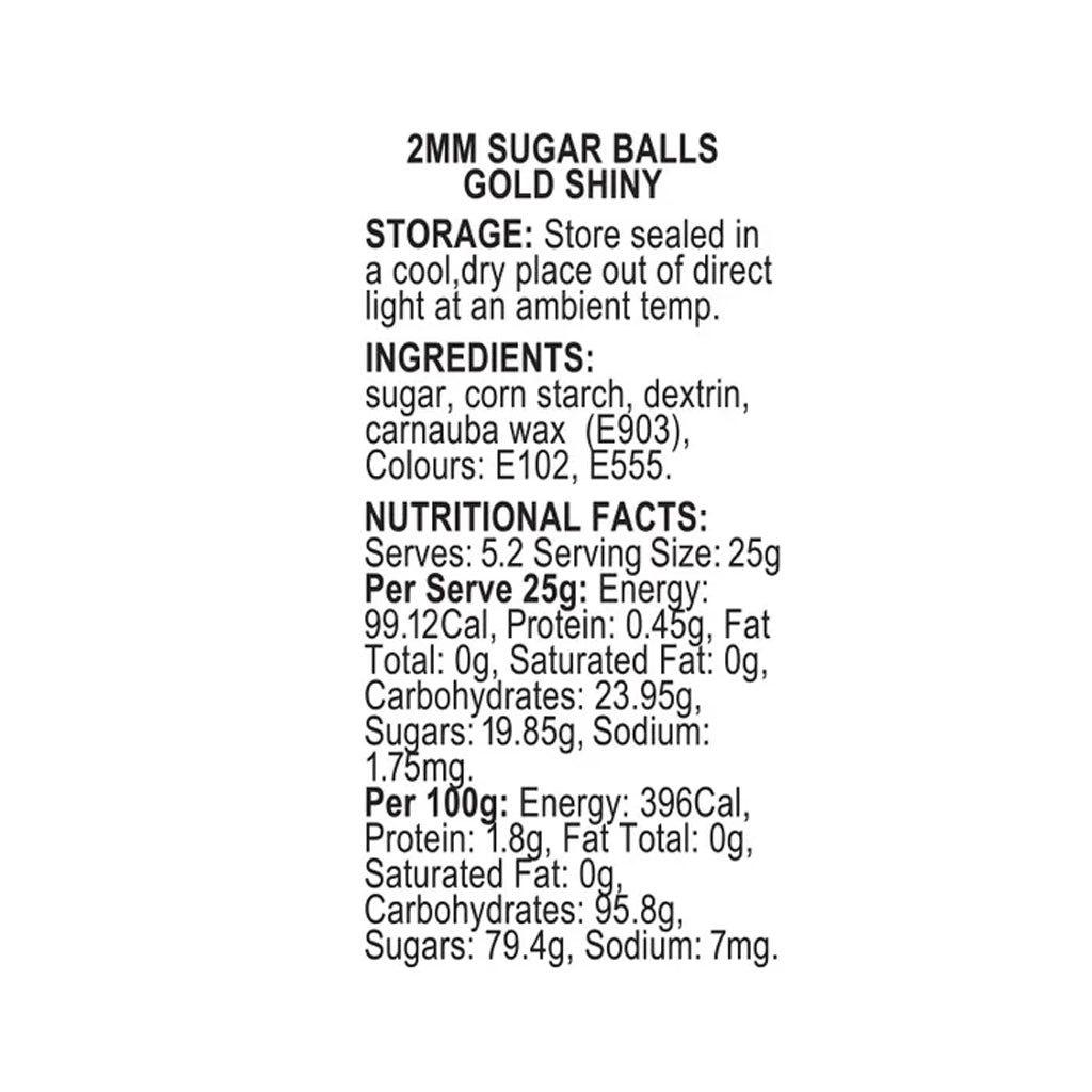 Sprink'd Sugar Balls Gold 2mm 60g