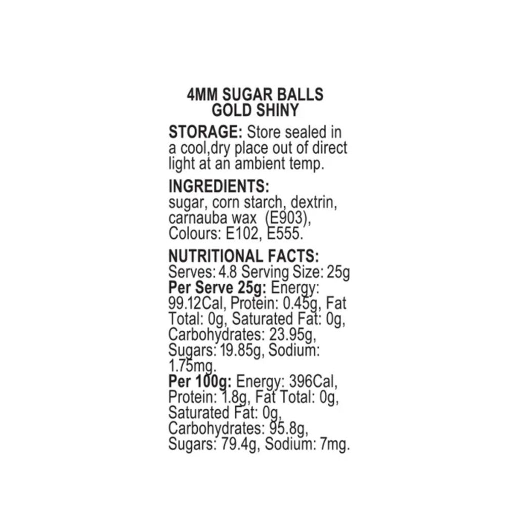 Sprink'd Sugar Balls Gold 4mm 120g | BB 12/25