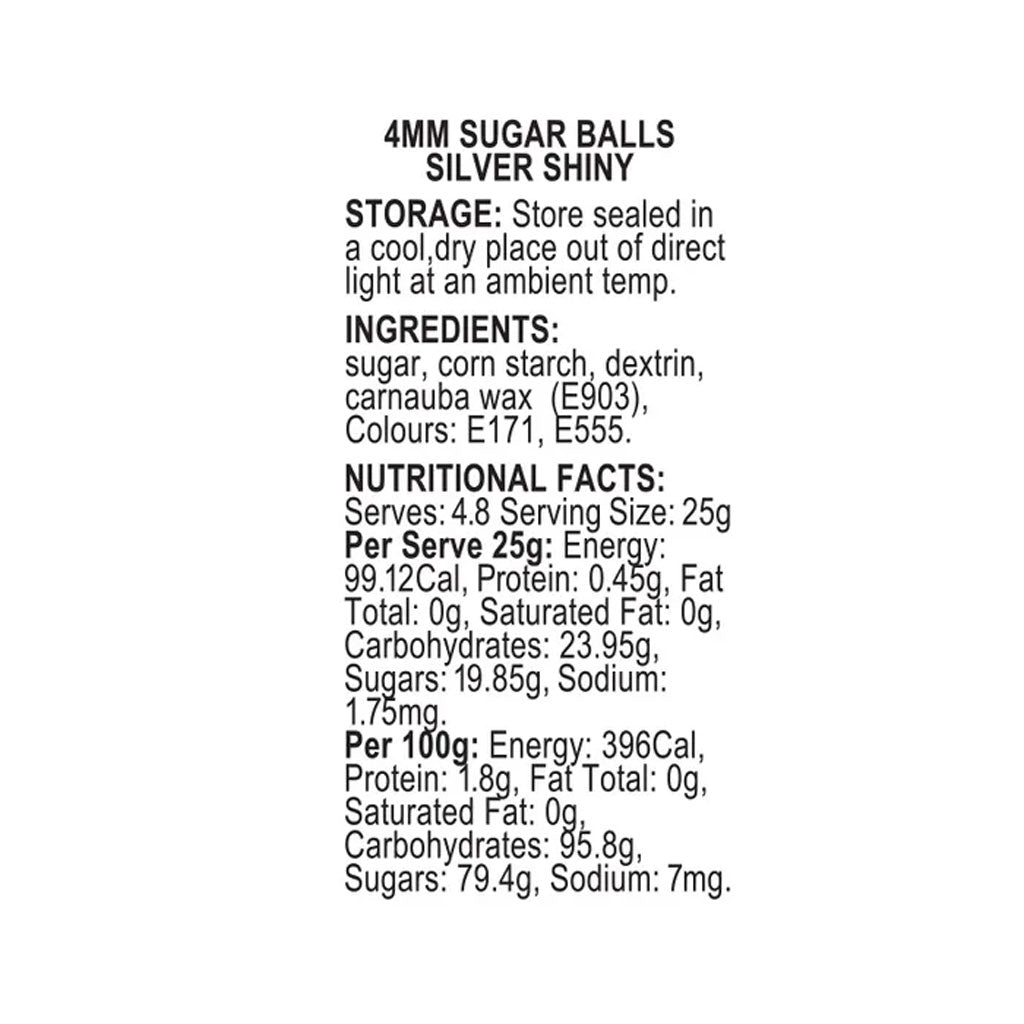 Sprink'd Sugar Balls Shiny Silver 4mm 60g