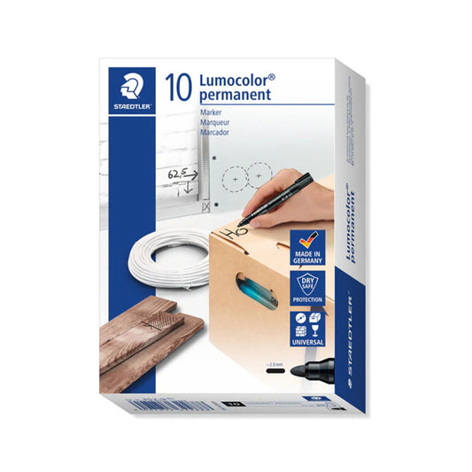 Staedtler Lumocolor Permanent Marker - Black | 10/Box