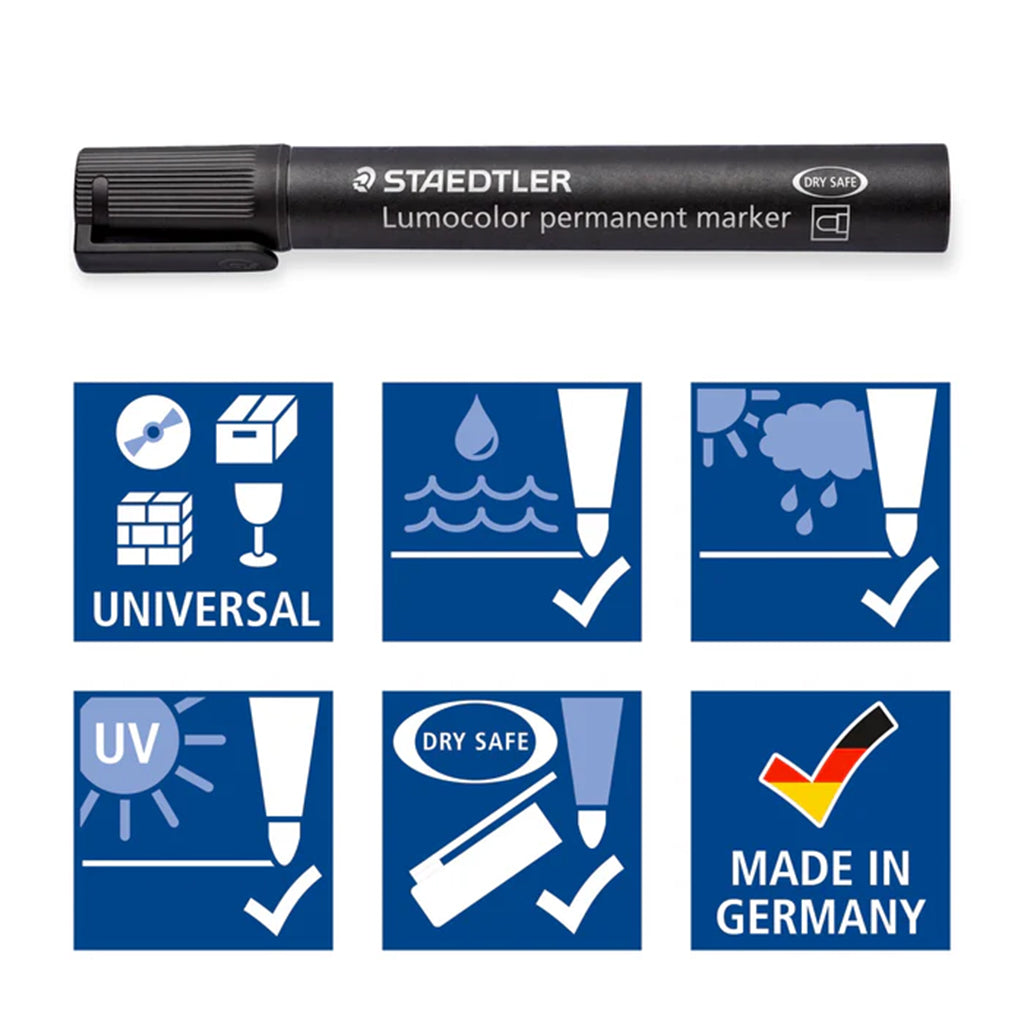 Staedtler Lumocolor Permanent Marker - Black | 10/Box
