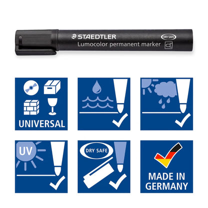 Staedtler Lumocolor Permanent Marker - Black | 10/Box