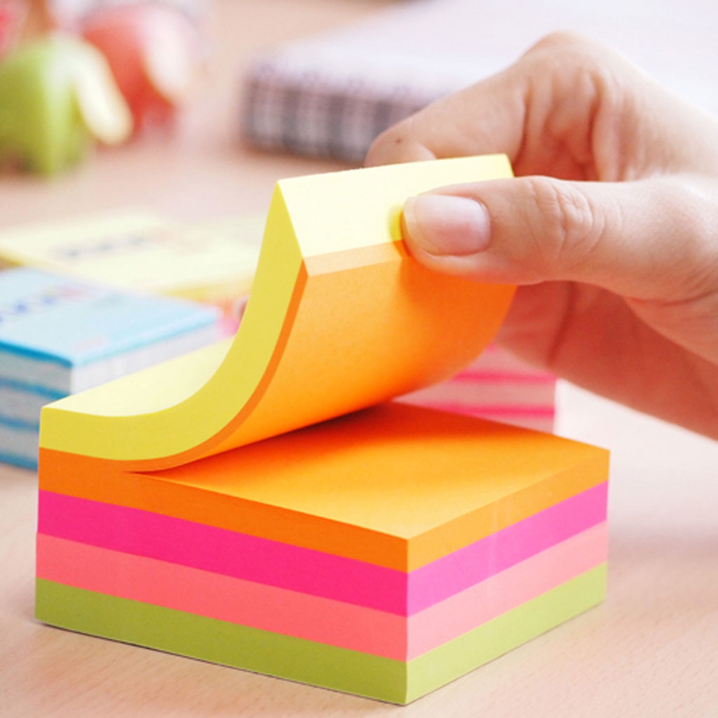 Stick'n Note Cube 76x76mm 400 Sheets Rainbow Neon