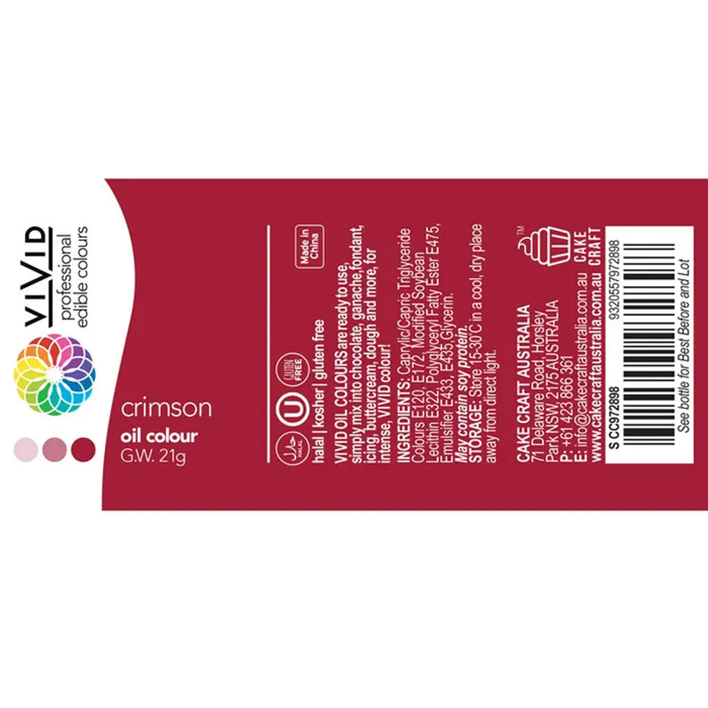 Vivid Oil Based Food Colour Crimson 21g
