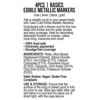 Vivid Edible Metallic Markers Basic | 4/Pack