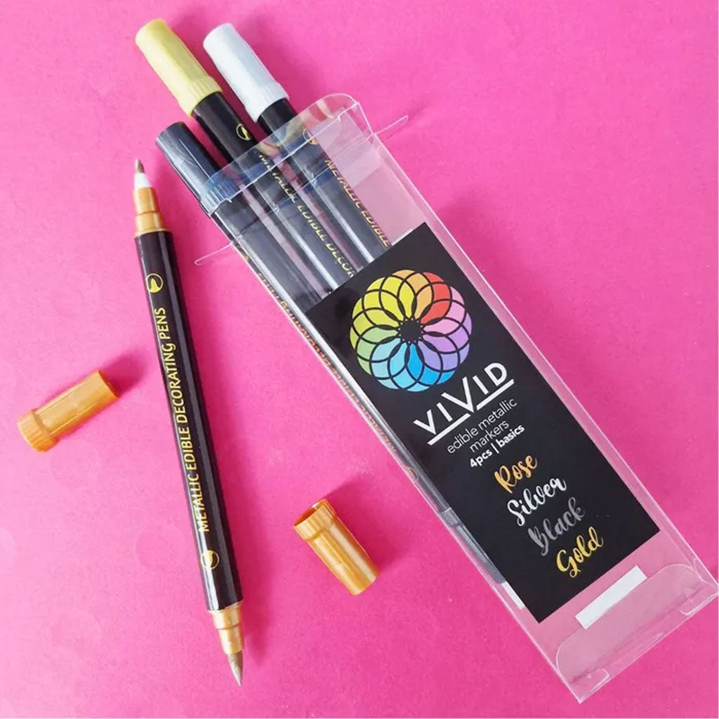 Vivid Edible Metallic Markers Basic | 4/Pack