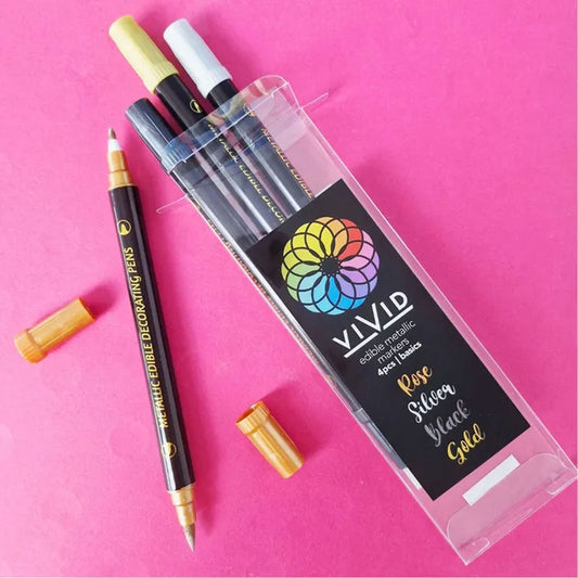 Vivid Edible Metallic Markers Basic | 4/Pack