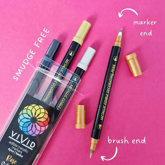 Vivid Edible Metallic Markers Basic | 4/Pack