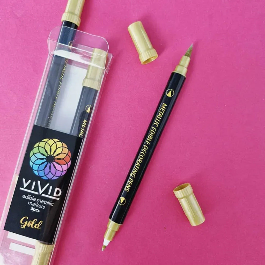 Vivid Edible Metallic Markers - Gold | 3/Pack