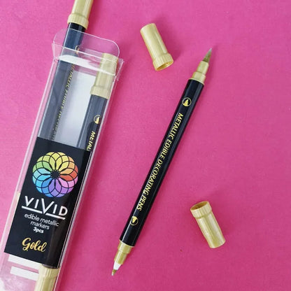 Vivid Edible Metallic Markers - Gold | 3/Pack