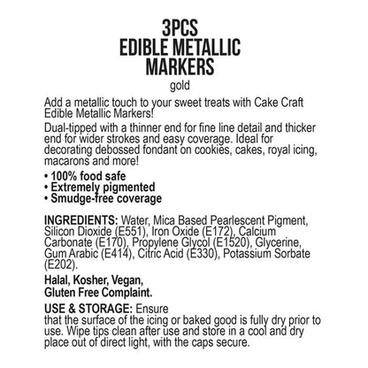Vivid Edible Metallic Markers - Gold | 3/Pack